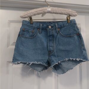 Levi's 501 Striped Blue Jean Shorts